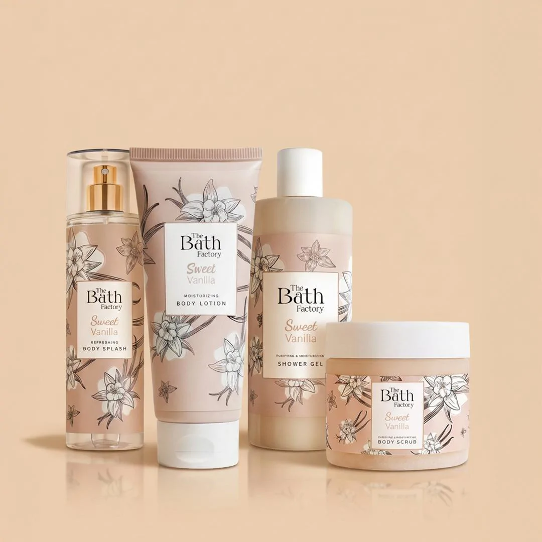 The Bath Factory Sweet Vanilla Duş Jeli + Vücut Peelingi + Vücut Spreyi + Vücut Losyonu