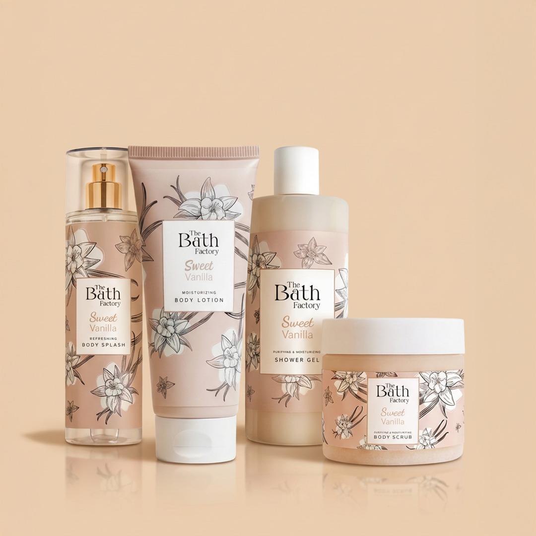 The Bath Factory Sweet Vanilla Duş Jeli + Sweet Vanilla Vücut Peelingi + Sweet Vanilla Vücut Spreyi + Sweet Vanilla Vücut Losyonu