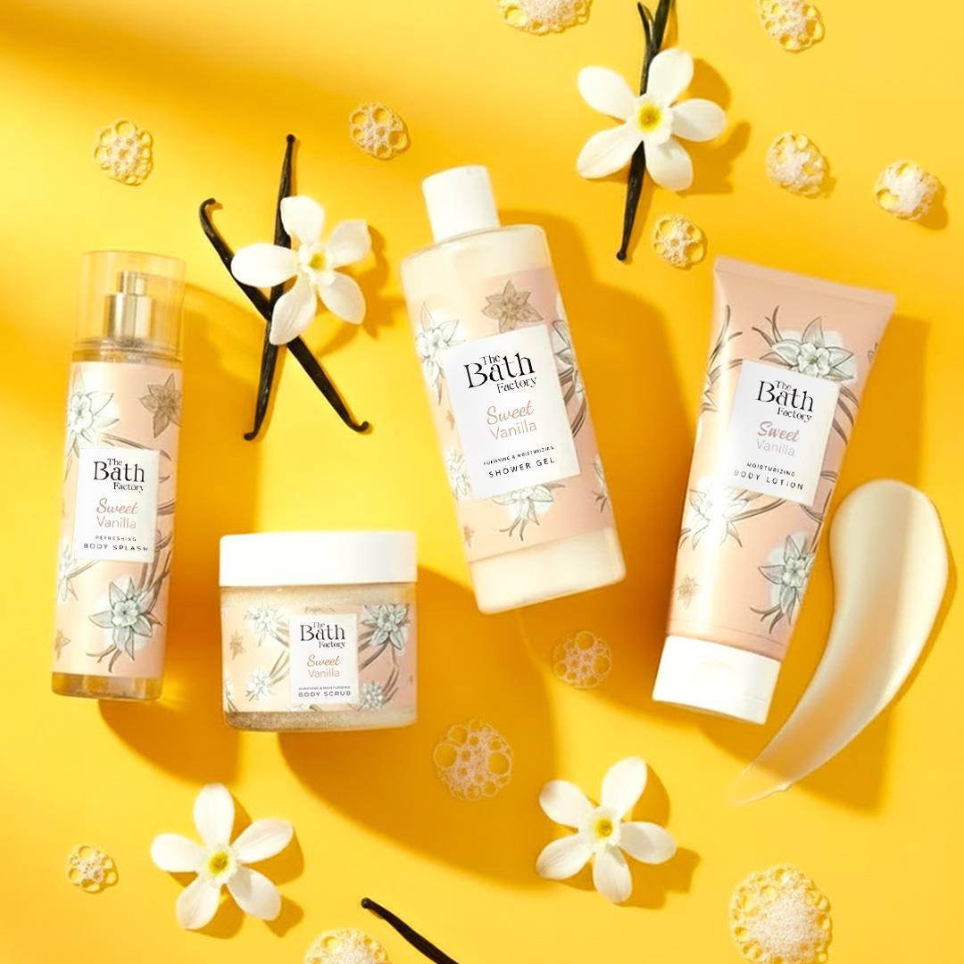 The Bath Factory Sweet Vanilla Duş Jeli + Sweet Vanilla Vücut Peelingi + Sweet Vanilla Vücut Spreyi + Sweet Vanilla Vücut Losyonu