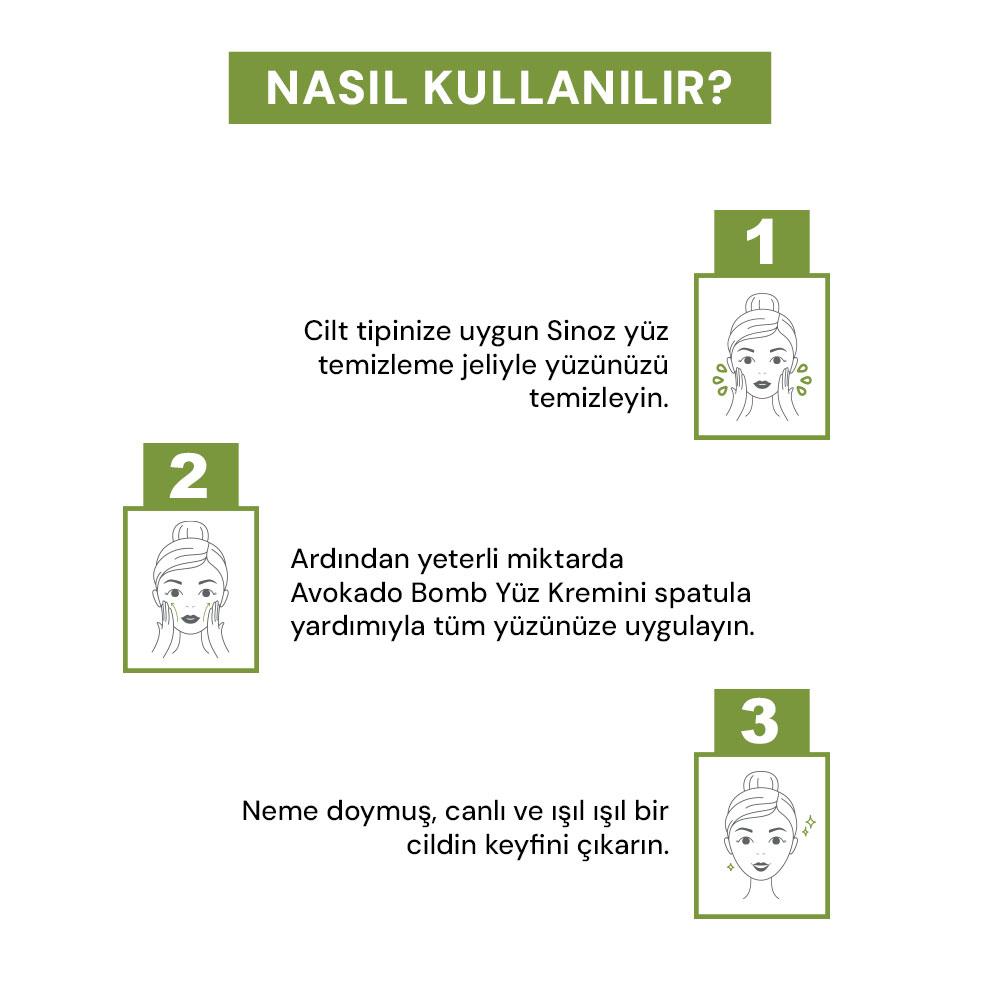 Sinoz Avokado Bomb Canlandırıcı Nemlendirici Yüz Bakım Kremi 50 Ml