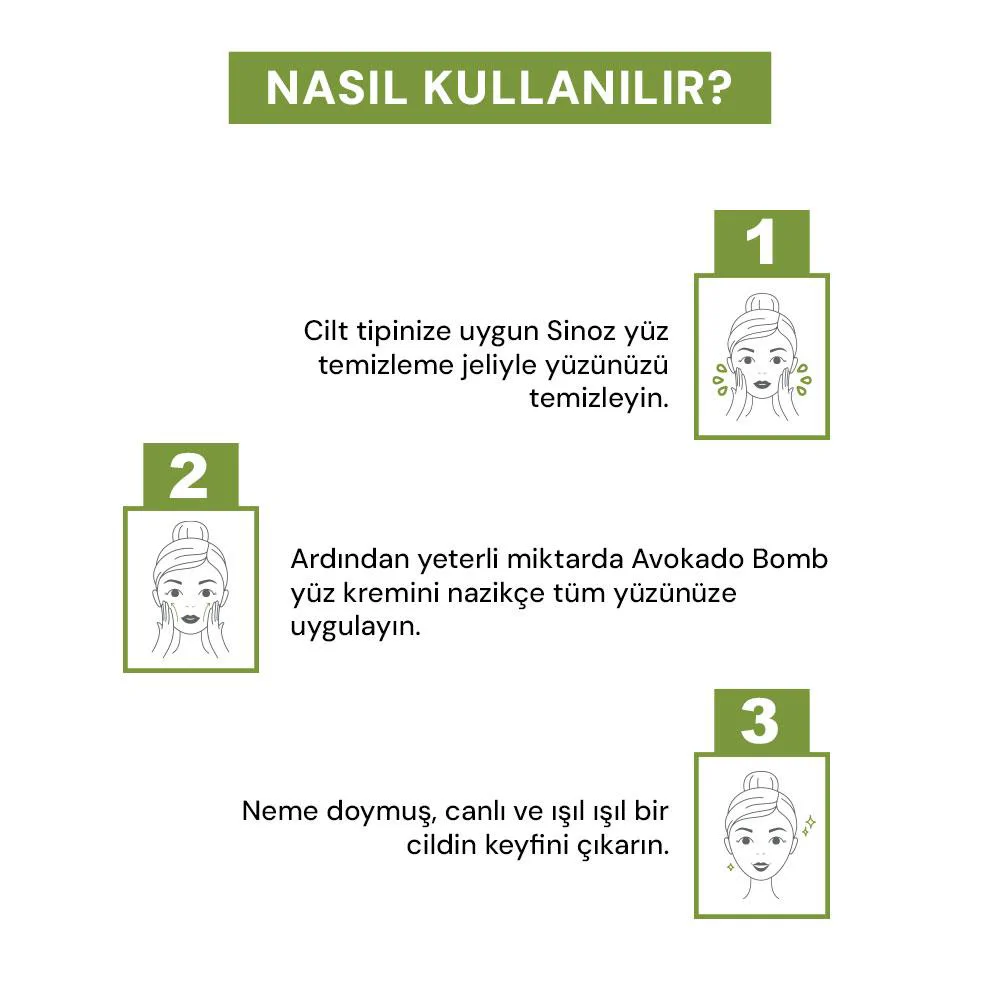 Sinoz Avokado Bomb Nemlendirici Canlandırıcı Yüz Bakım Kremi 50 Ml