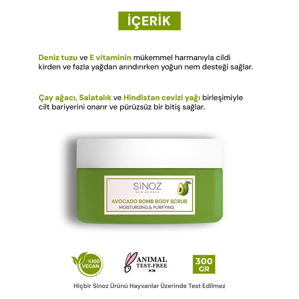 Sinoz Avokado Bomb Nemlendirici ve Arındırıcı Vücut Peelingi 300 Gr