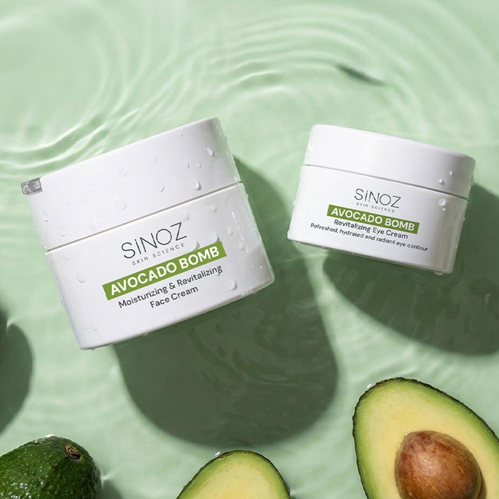 Sinoz Avokado Bomb Yoğun Nemlendirici Yüz Kremi & Göz Kremi 2'li Bakım Seti