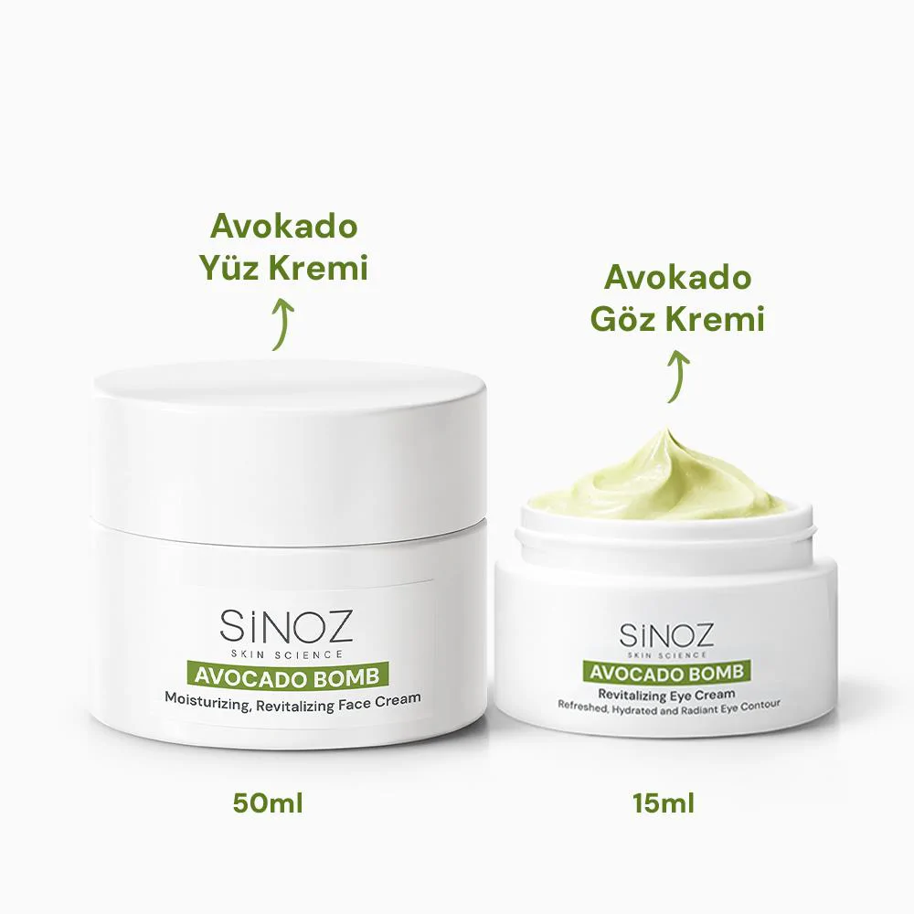 Sinoz Avokado Bomb Yoğun Nemlendirici Yüz Kremi & Göz Kremi 2'li Bakım Seti