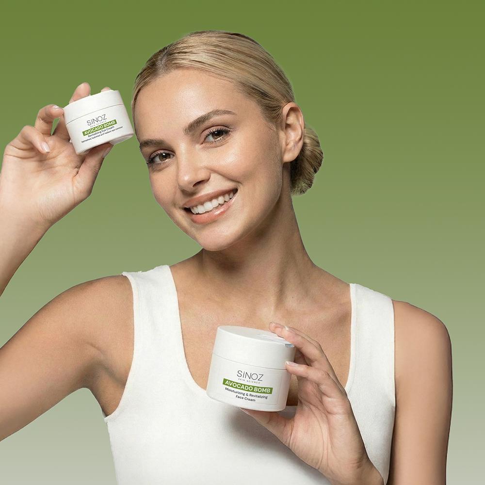 Sinoz Avokado Bomb Yoğun Nemlendirici Yüz Kremi & Göz Kremi 2'li Bakım Seti