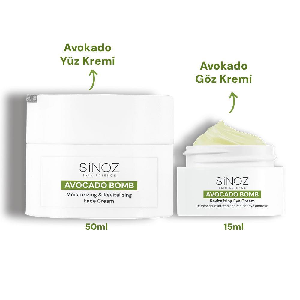 Sinoz Avokado Bomb Yoğun Nemlendirici Yüz Kremi & Göz Kremi 2'li Bakım Seti