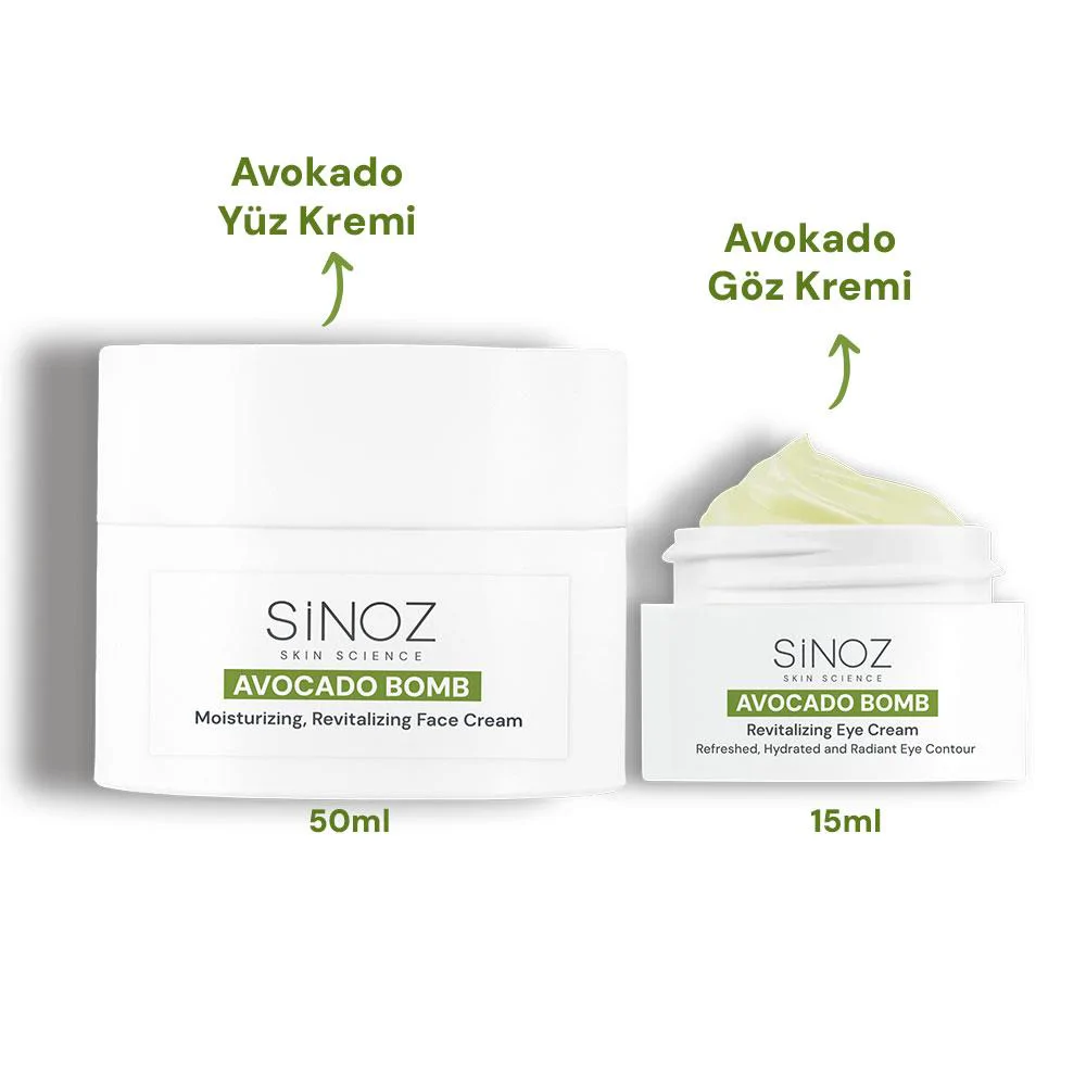 Sinoz Avokado Bomb Yoğun Nemlendirici Yüz Kremi & Göz Kremi 2'li Bakım Seti
