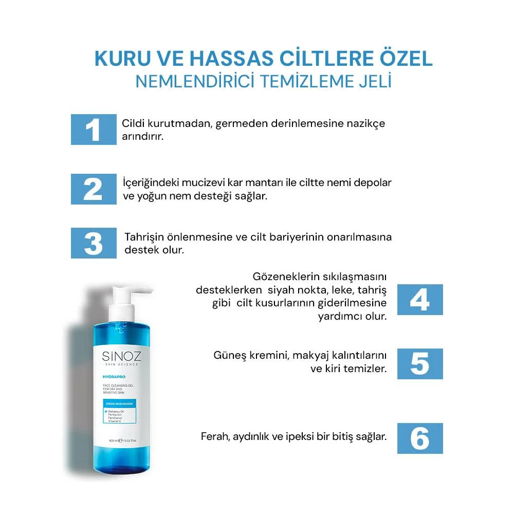 Sinoz Hydrapro Temizleyici ve Nemlendirici 2’li Bakım Seti