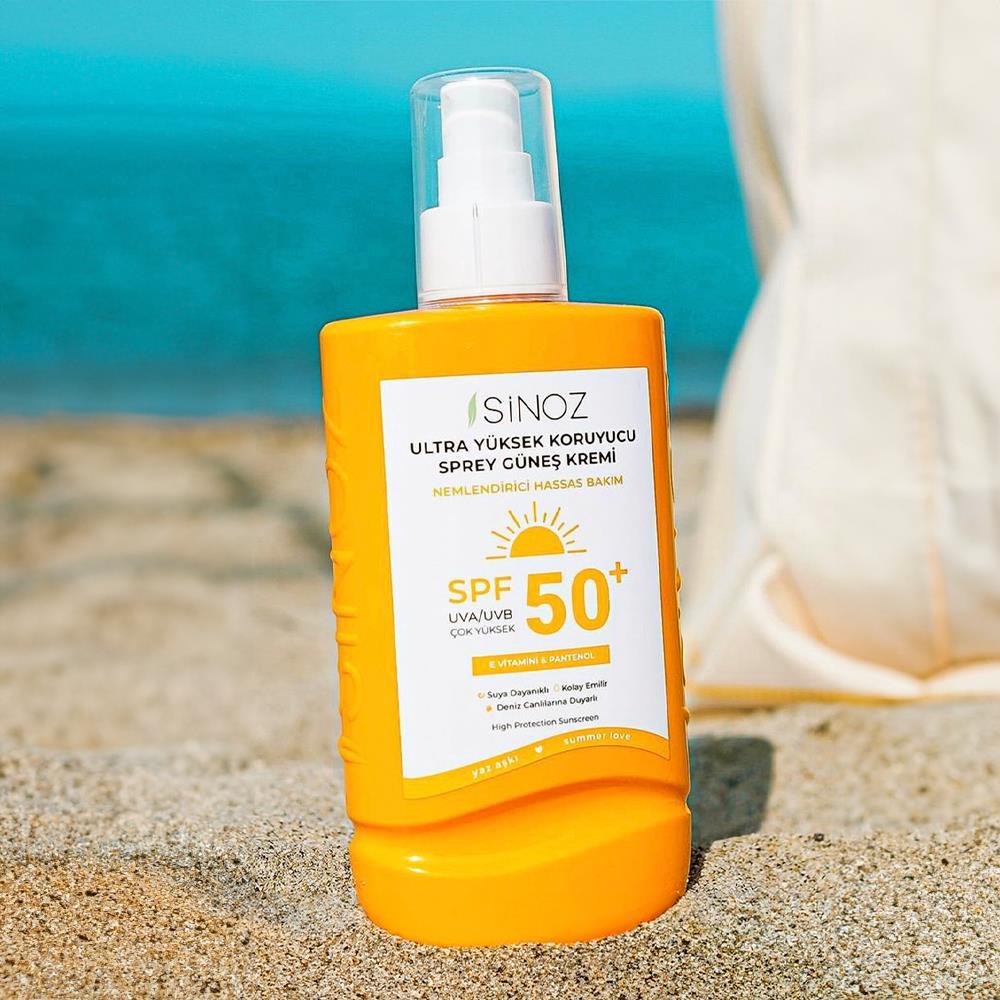 Sinoz Spf 50+ Ultra Yüksek Koruyucu Vücut Güneş Kremi Sprey -  Nemlendirici Hassas Bakım 200 ml