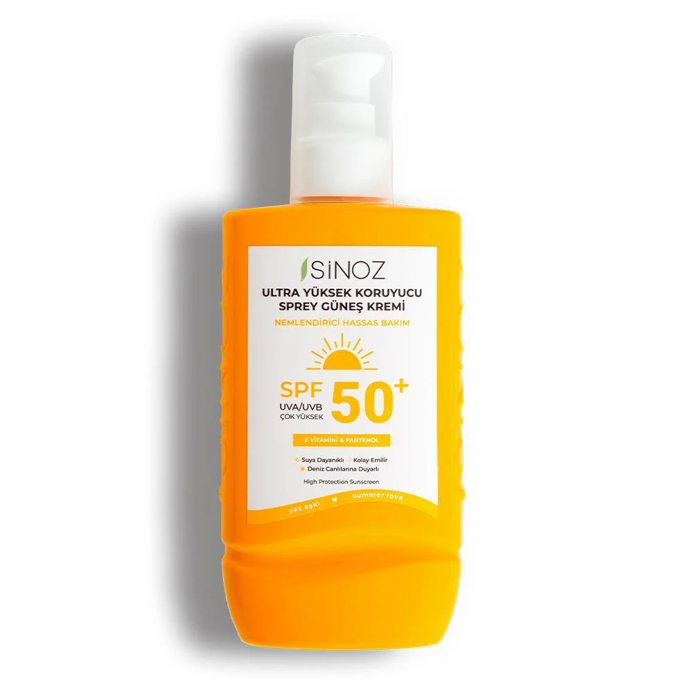 Sinoz Spf 50+ Ultra Yüksek Koruyucu Vücut Güneş Kremi Sprey -  Nemlendirici Hassas Bakım 200 ml