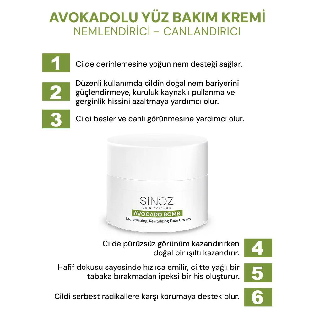 Sinoz Avokado Bomb Nemlendirici Arındırıcı 3’lü Bakım Seti