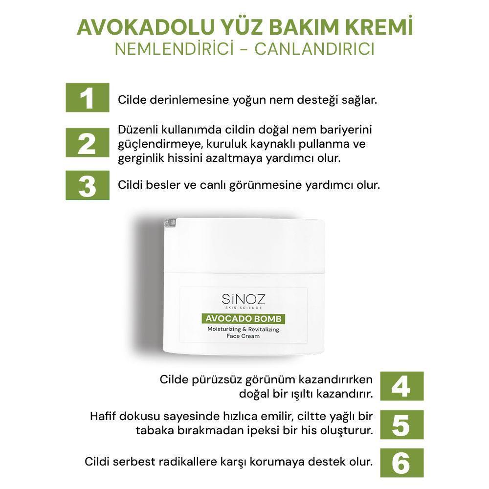 Sinoz Avokado Bomb Nemlendirici Arındırıcı 3’lü Bakım Seti