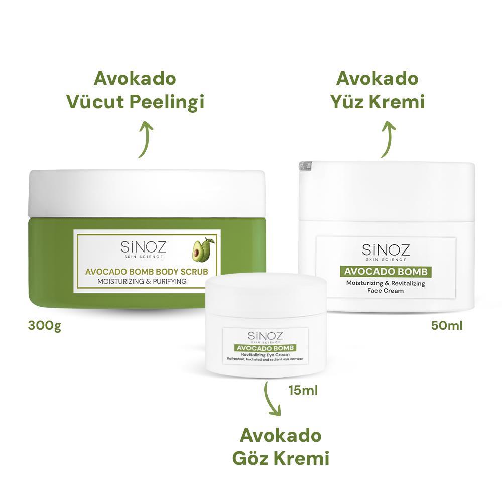 Sinoz Avokado Bomb Nemlendirici Arındırıcı 3’lü Bakım Seti
