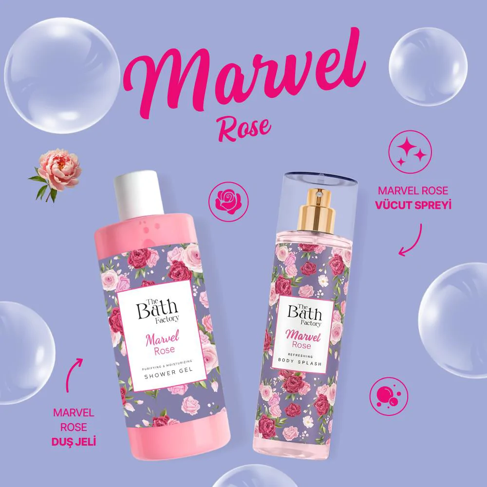 The Bath Factory Marvel Rose Duş Jeli + Vücut Spreyi
