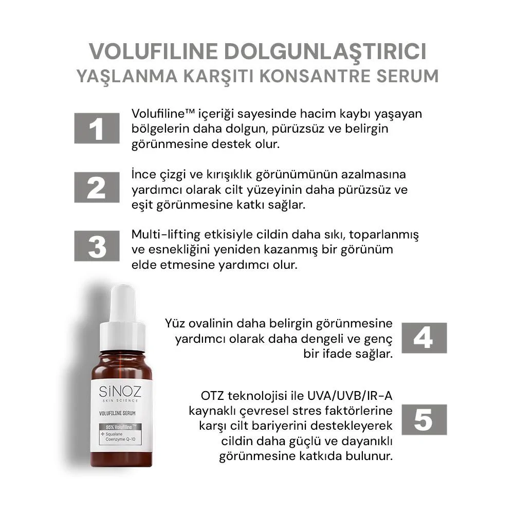 Sinoz Volufiline Dolgunlaştırıcı ve Yaşlanma Karşıtı Konsantre Serum 10 ml