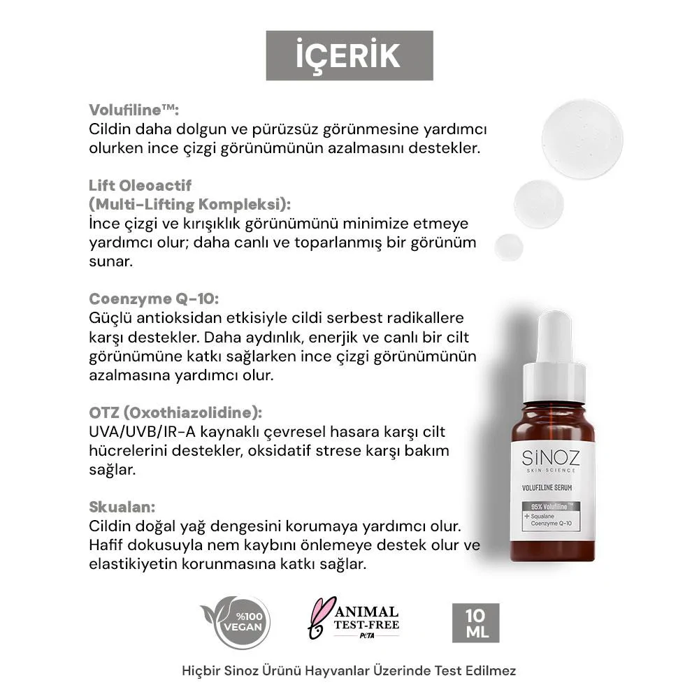 Sinoz Volufiline Dolgunlaştırıcı ve Yaşlanma Karşıtı Konsantre Serum 10 ml