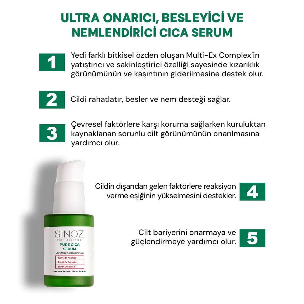 Sinoz Pure Cica Ultra Onarıcı ve Ton Eşitleyici 4'lü Bakım Seti