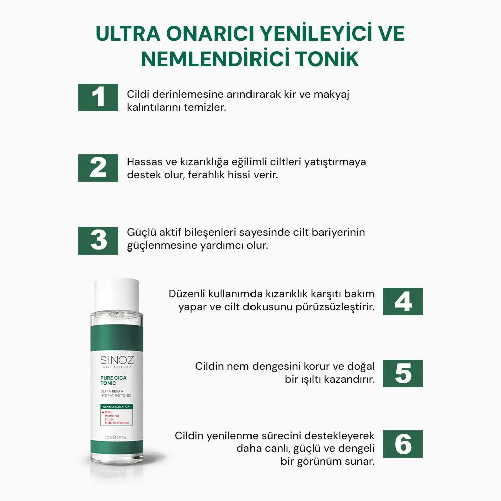 Sinoz Pure Cica Yatıştırıcı ve Onarıcı Cilt Bakım Seti