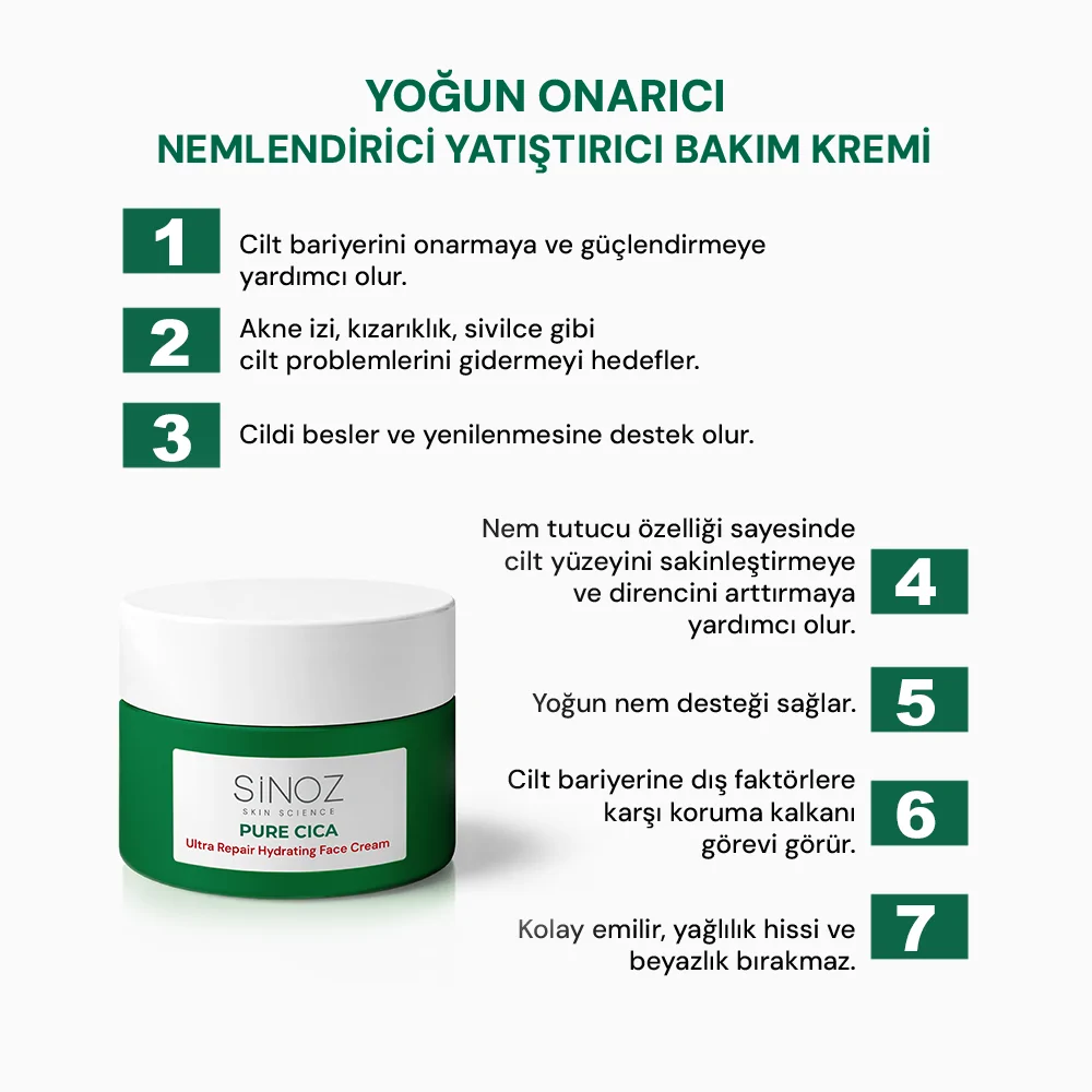 Sinoz Pure Cica Yatıştırıcı ve Onarıcı Cilt Bakım Seti