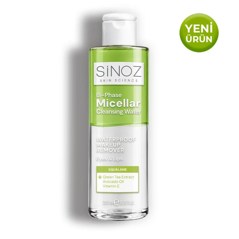 Sinoz Çift Fazlı Micellar Makyaj Temizleme Suyu 200 ml (Suya Dayanıklı Makyaj)
