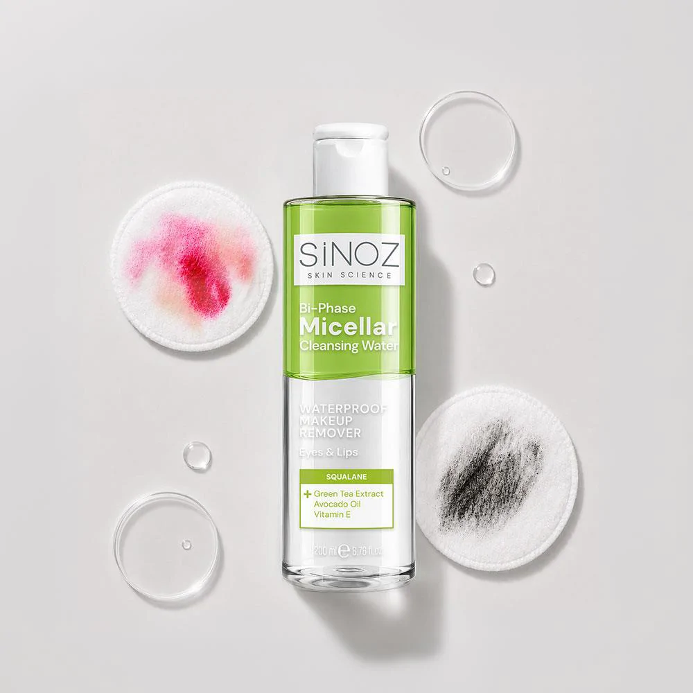 Sinoz Çift Fazlı Micellar Makyaj Temizleme Suyu 200 ml (Suya Dayanıklı Makyaj)