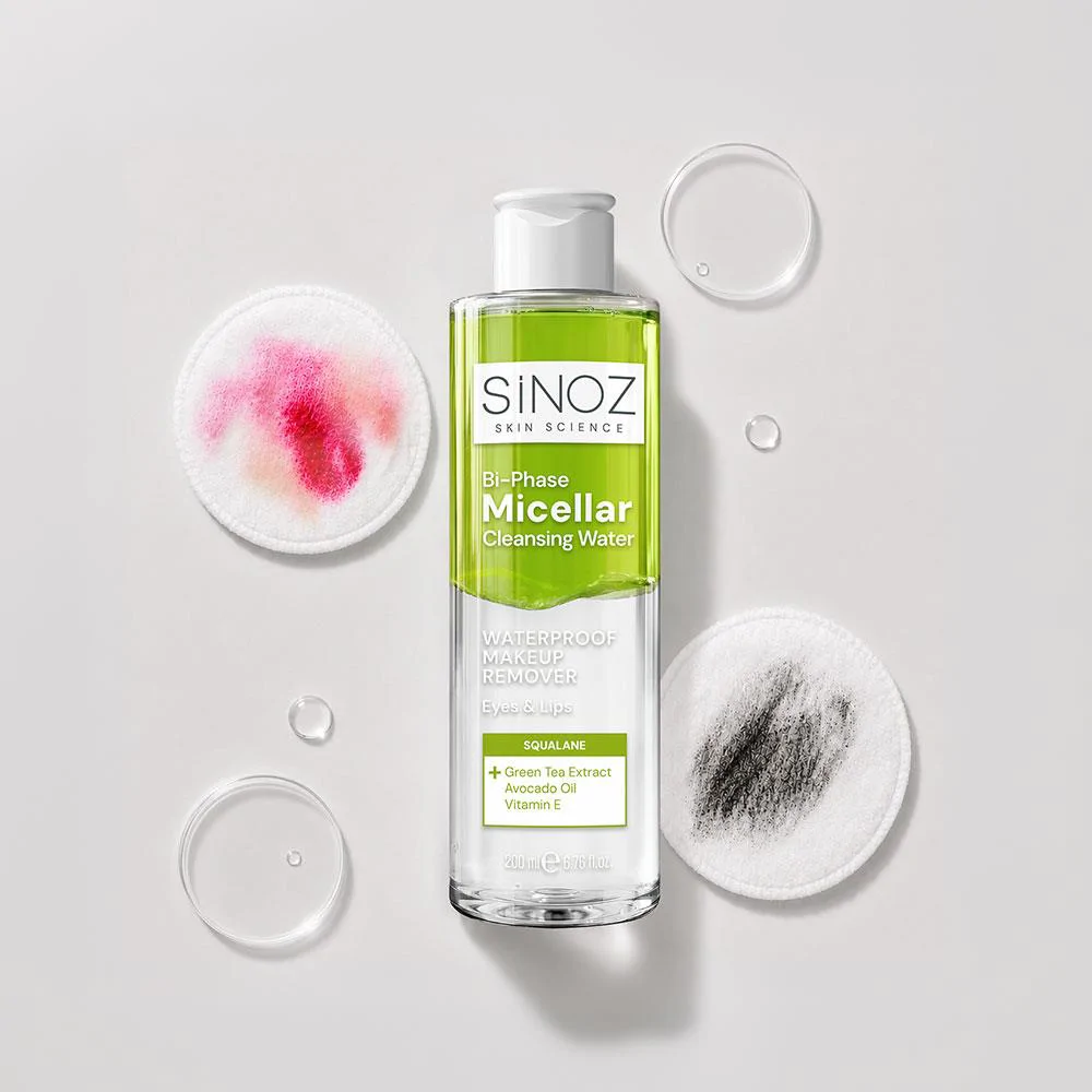 Sinoz Çift Fazlı Micellar Makyaj Temizleme Suyu 200 ml (Suya Dayanıklı Makyaj)