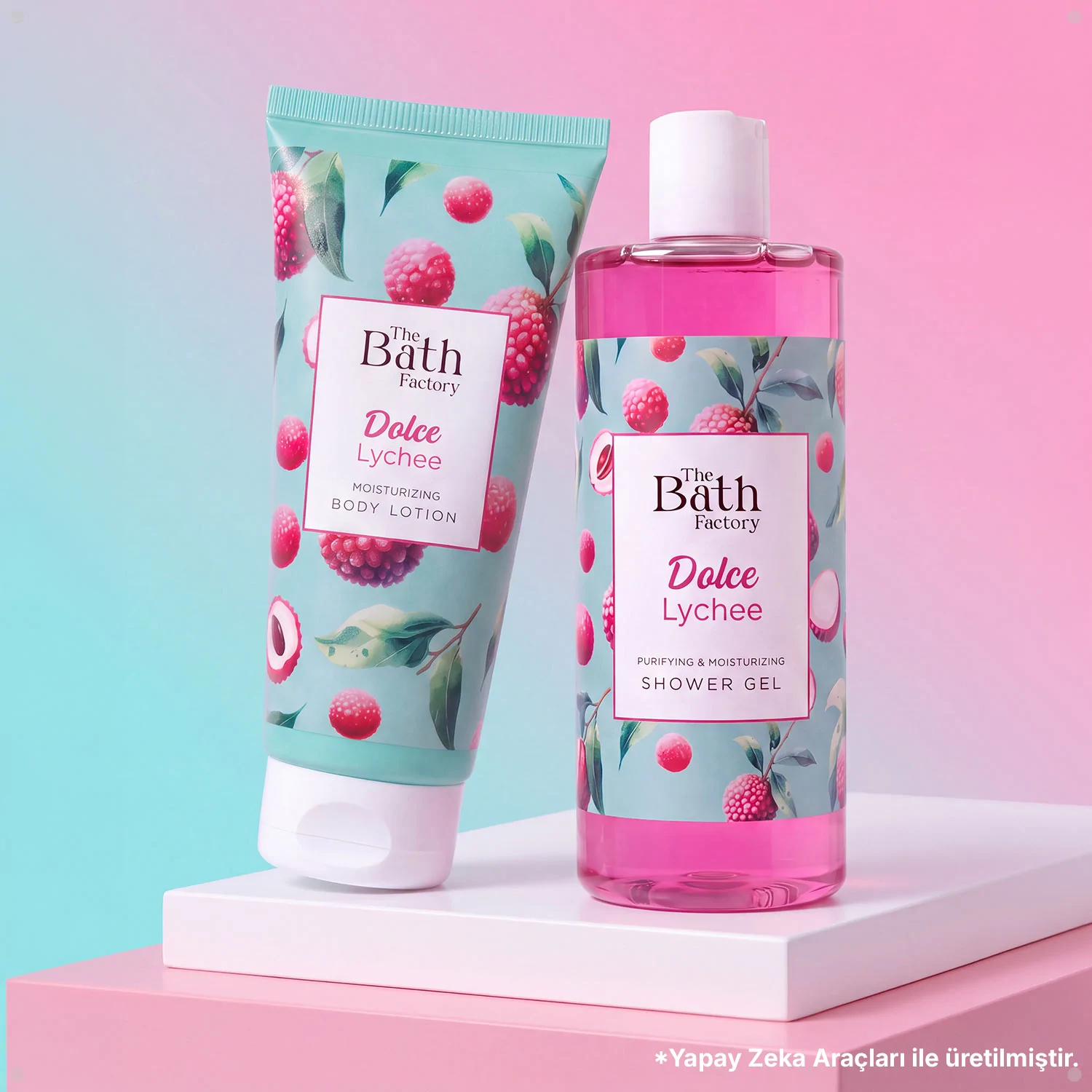 The Bath Factory Dolce Lychee Duş Jeli 400 ml + Vücut Losyon 200 ml Set 
