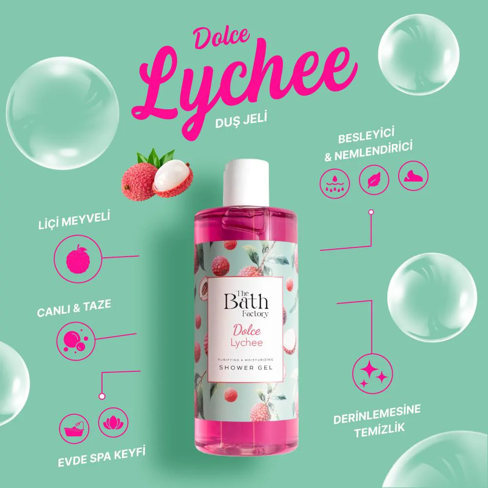The Bath Factory Dolce Lychee Duş Jeli 400 ml + Vücut Losyon 200 ml Set 