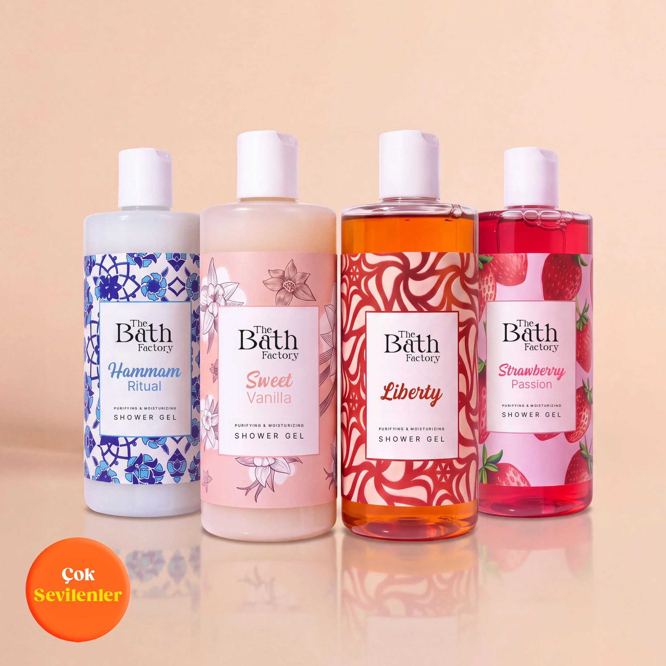 The Bath Factory Duş Jeli Seti (Çilekli - Vanilyalı - Liberty - Hamam ) (4 X 400 ml)