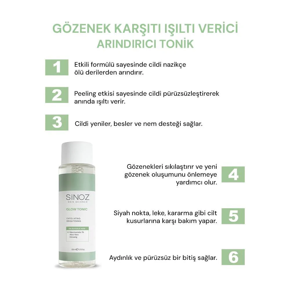 Sinoz Gözenek Sıkılaştırıcı Arındırıcı Canlandırıcı Glow Tonik 200 ml
