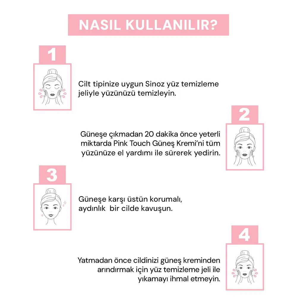 Sinoz Pink Touch Aydınlatıcı SPF50+ Pembe Güneş Kremi - Tüm Cilt Tipleri 50 ml