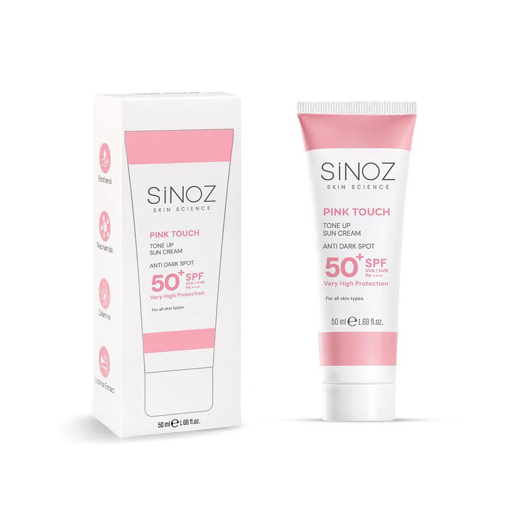 Sinoz Pink Touch Aydınlatıcı SPF50+ Pembe Güneş Kremi - Tüm Cilt Tipleri 50 ml