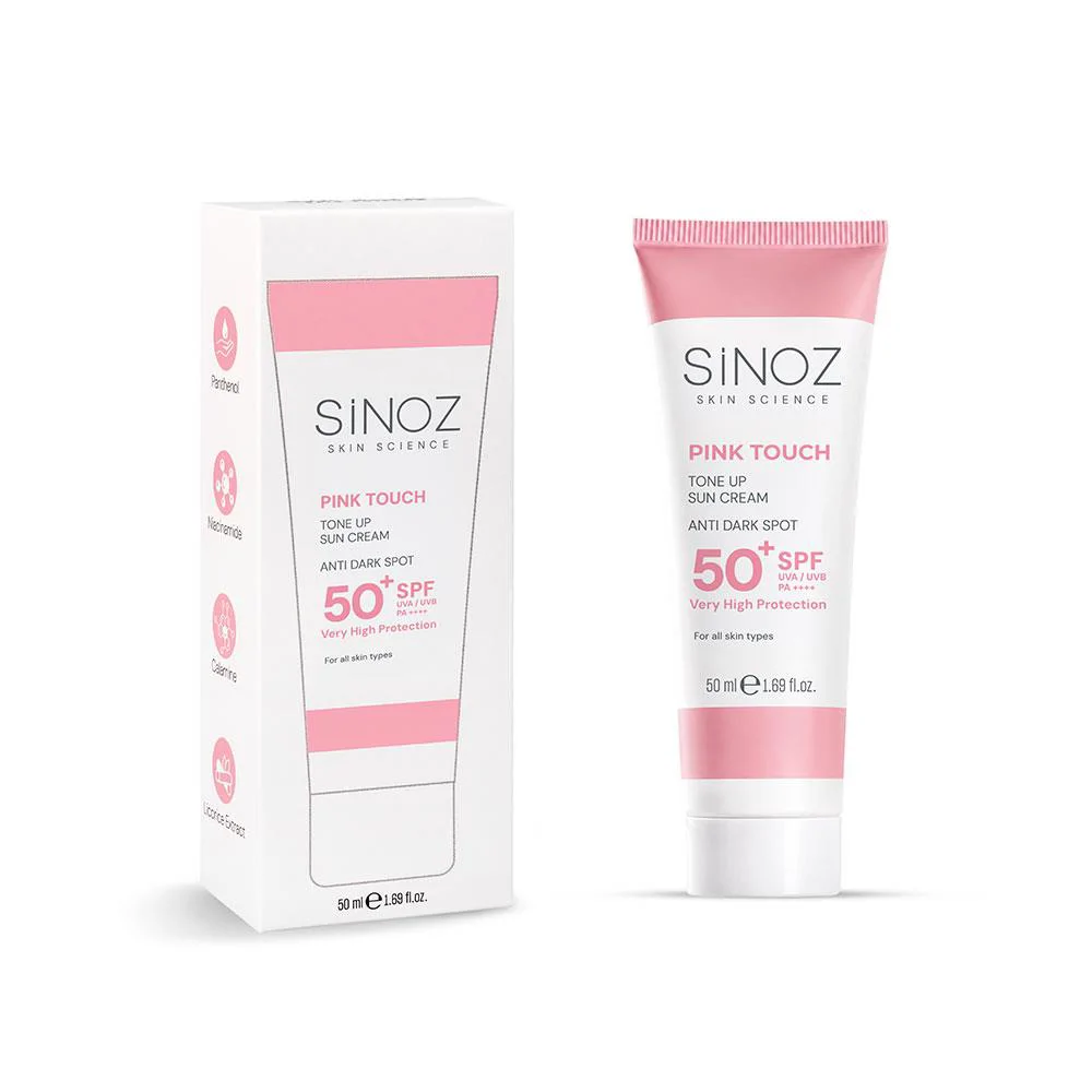 Sinoz Pink Touch Aydınlatıcı SPF50+ Pembe Güneş Kremi - Tüm Cilt Tipleri 50 ml