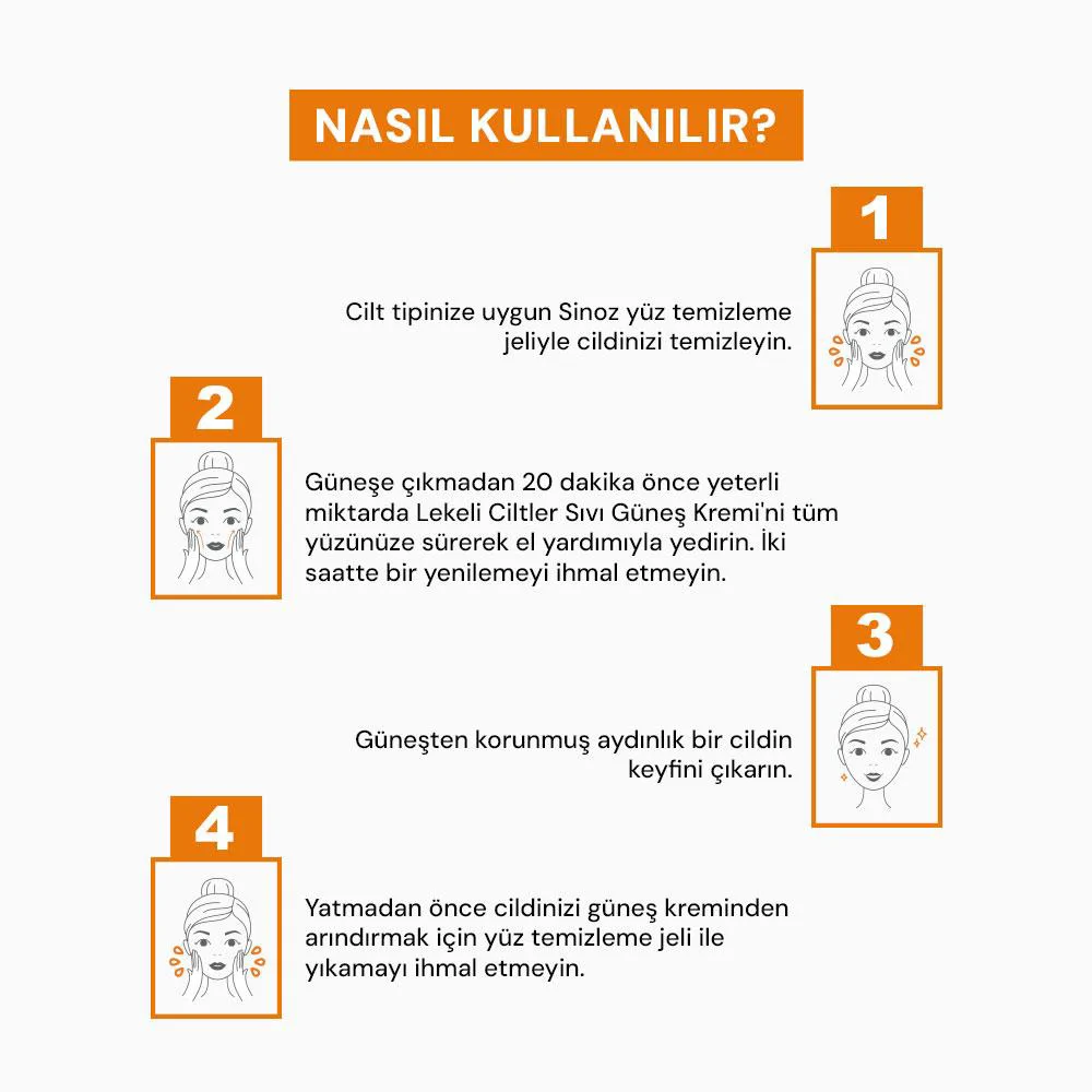 Sinoz Spf50+ Koyu Lekeli Ciltlere Özel Alpha Arbutin içerikli Sıvı Güneş Kremi 50 ml