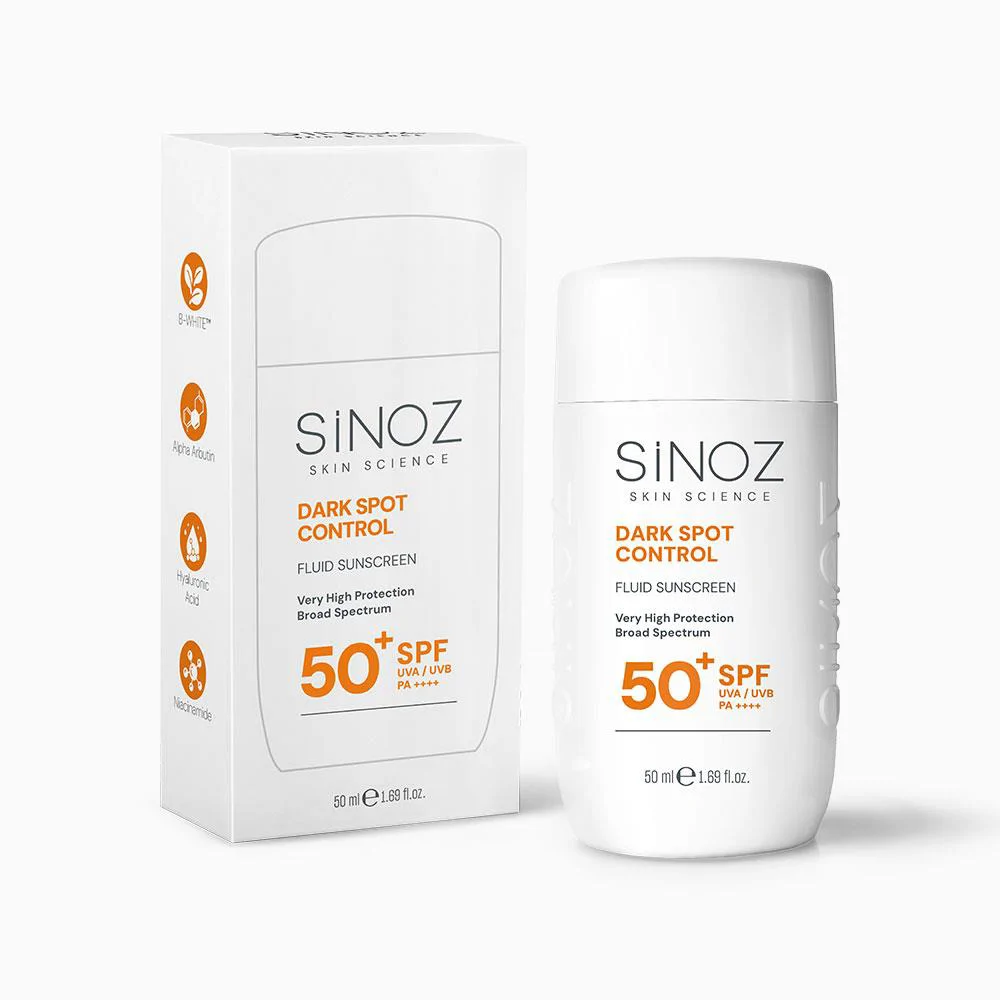 Sinoz Spf50+ Koyu Lekeli Ciltlere Özel Alpha Arbutin içerikli Sıvı Güneş Kremi 50 ml