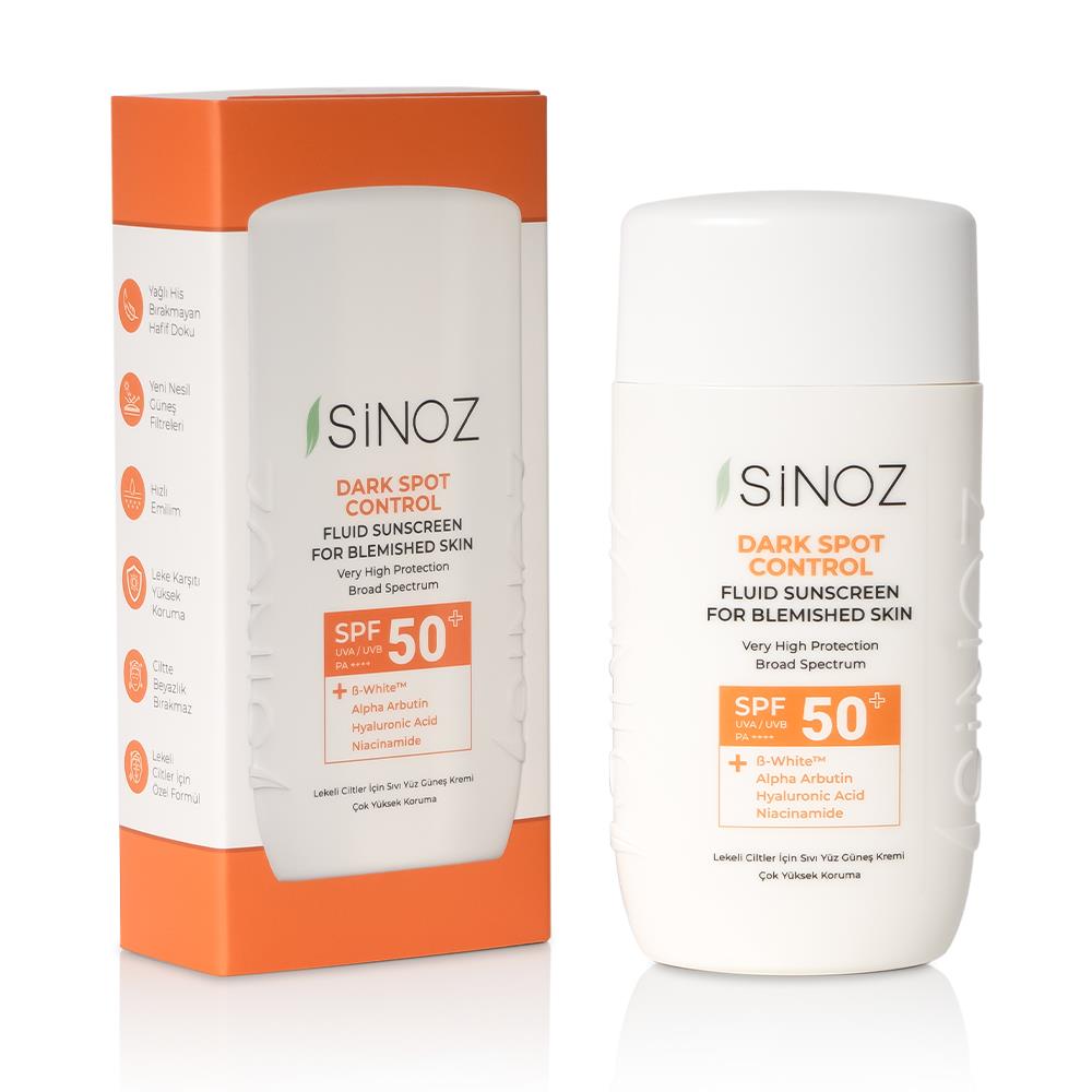 Sinoz Spf50+ Lekeli Ciltlere Özel Sıvı Güneş Kremi - Yeni Nesil Güneş Filtreleri ile Hibrit Formül  50 ml