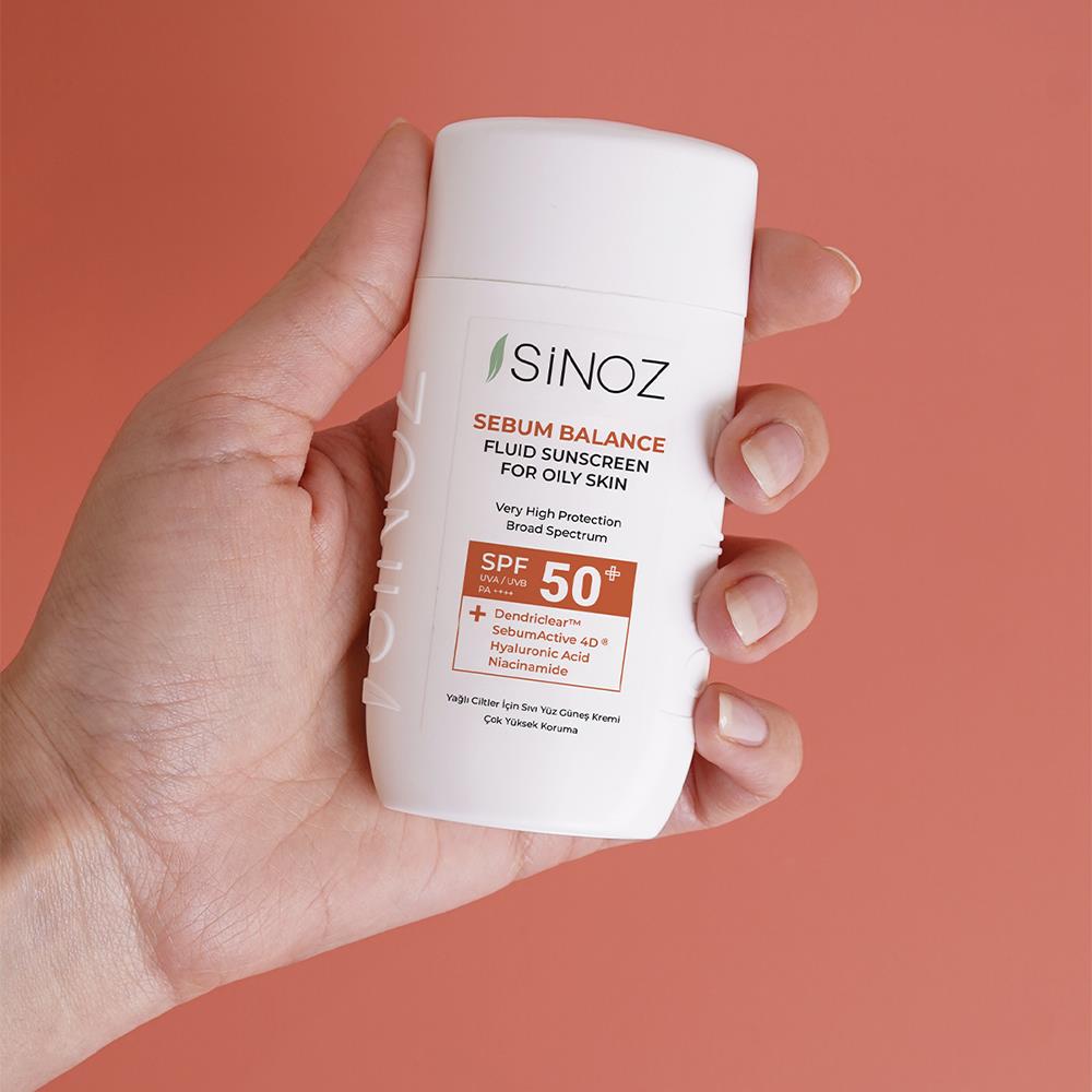 Sinoz Spf50+ Yağlı Ciltlere Özel Sıvı Güneş Kremi - Yeni Nesil Güneş Filtreleri ile Hibrit Formül 50 ml