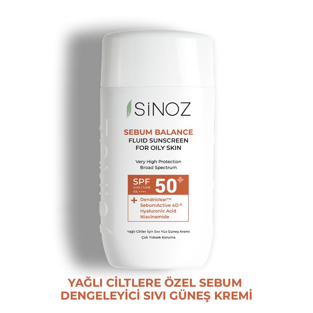 Sinoz Spf50+ Yağlı Ciltlere Özel Sıvı Güneş Kremi - Yeni Nesil Güneş Filtreleri ile Hibrit Formül 50 ml