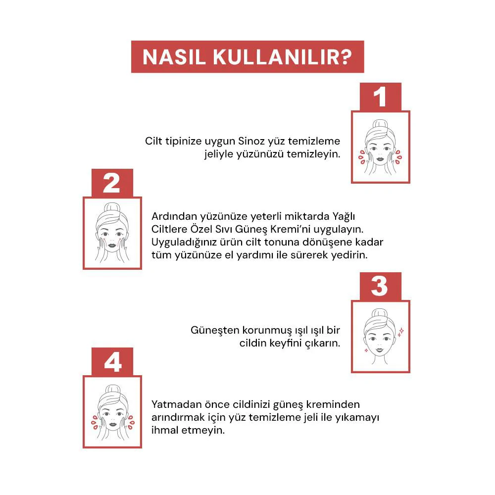 Sinoz Yağlı Ciltlere Özel Günlük Kullanım Spf50+ Sıvı Güneş Kremi 50 ml