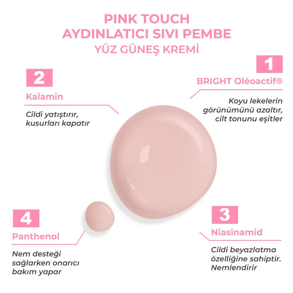 Sinoz Spf50+ Pink Touch Aydınlatıcı Fluid Güneş Kremi - Yeni Nesil Güneş Filtreleri Ile Hibrit Formül 50ml