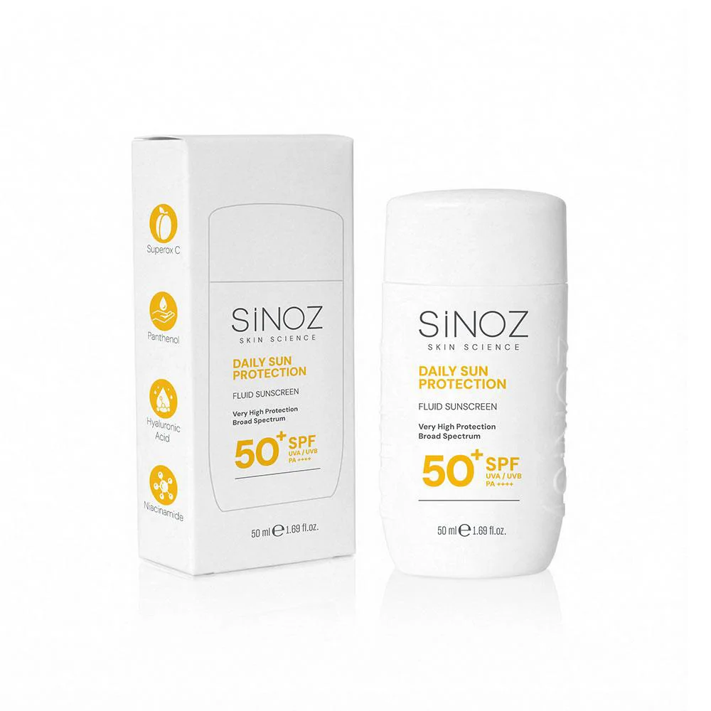 Sinoz Günlük Kullanım Spf50+ Renksiz Sıvı Güneş Kremi 50 ml
