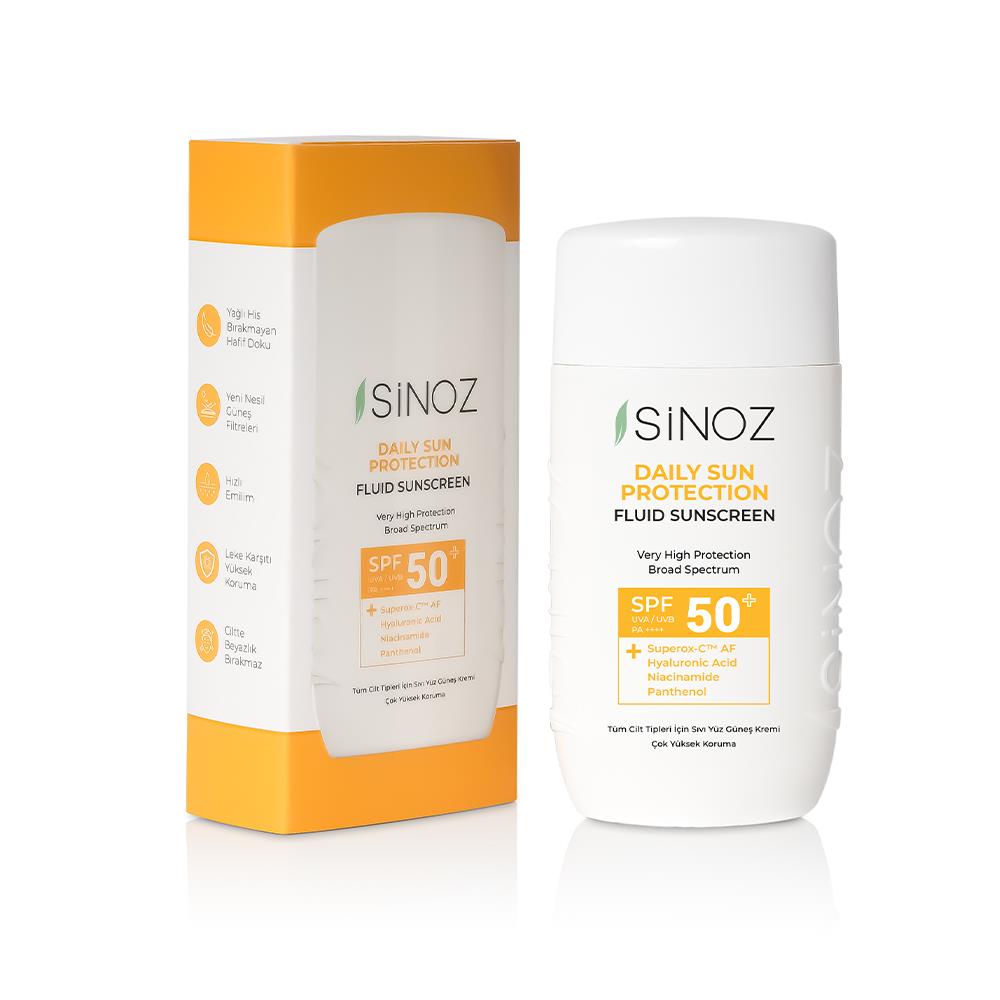 Sinoz Spf50+ Günlük Kullanım Sıvı Güneş Kremi - Yeni Nesil Güneş Filtreleri ile Hibrit Formül 50 ml