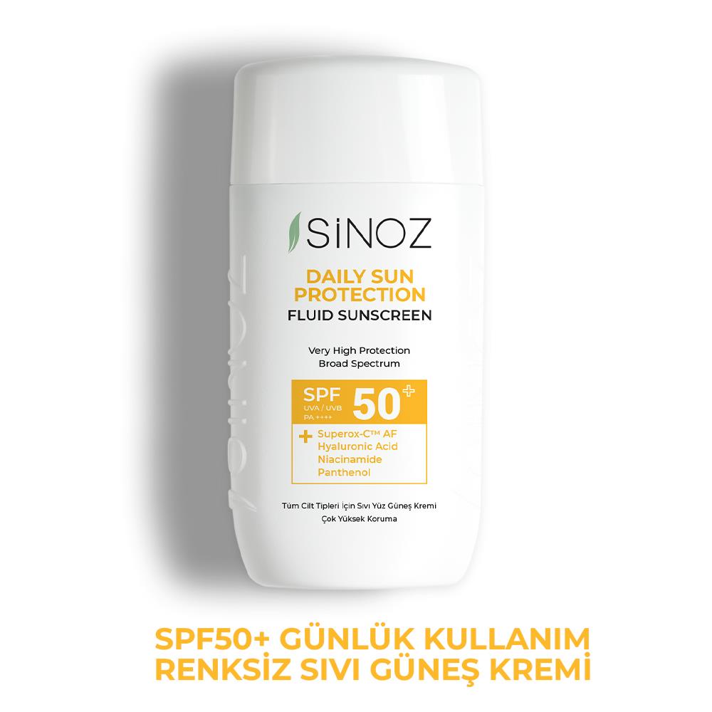 Sinoz Spf50+ Günlük Kullanım Sıvı Güneş Kremi - Yeni Nesil Güneş Filtreleri ile Hibrit Formül 50 ml