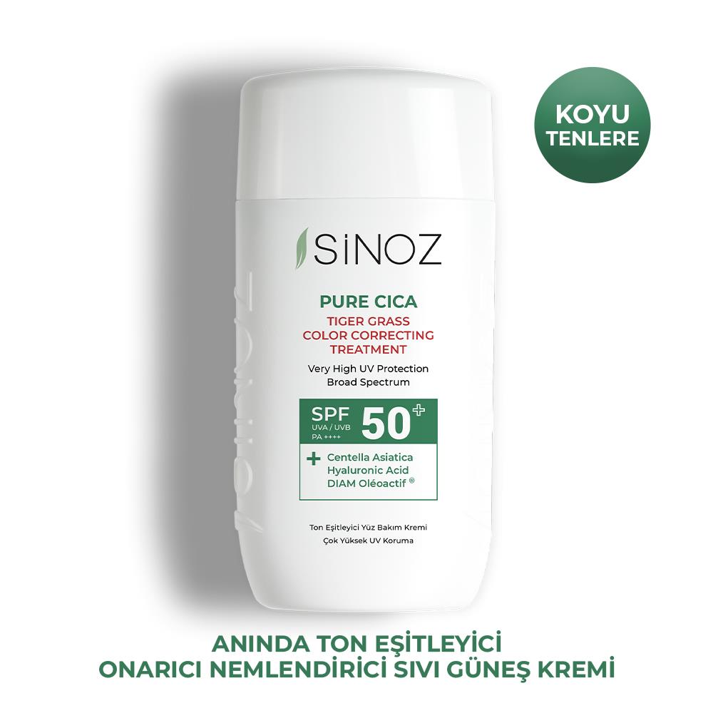 Sinoz Anında Ton Eşitleyici Sıvı Güneş Kremi SPF50+ Mineral Güneş Filtreleri 50 ml	
