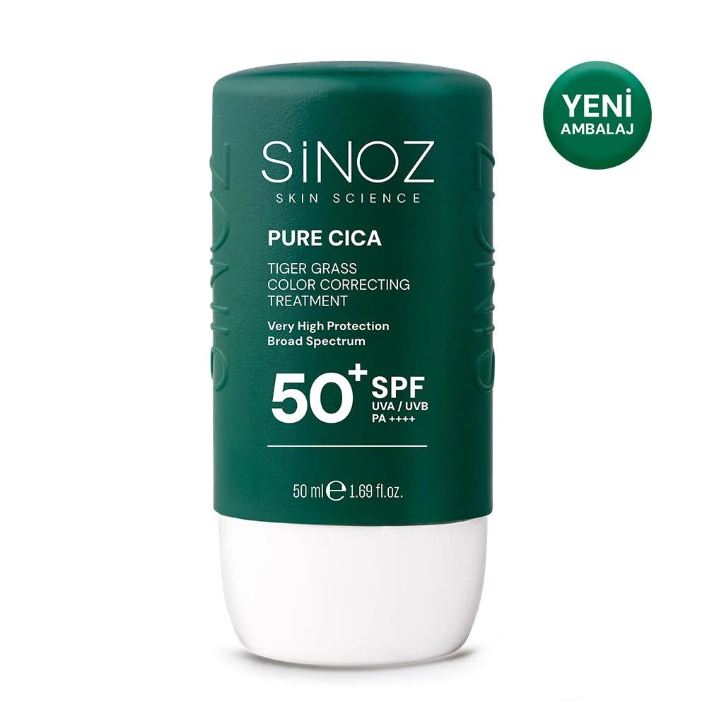 Sinoz Pure Cica Tiger Grass Anında Ton Eşitleyici Sıvı Güneş Kremi SPF50+ Mineral Güneş Filtreleri 50 ml	