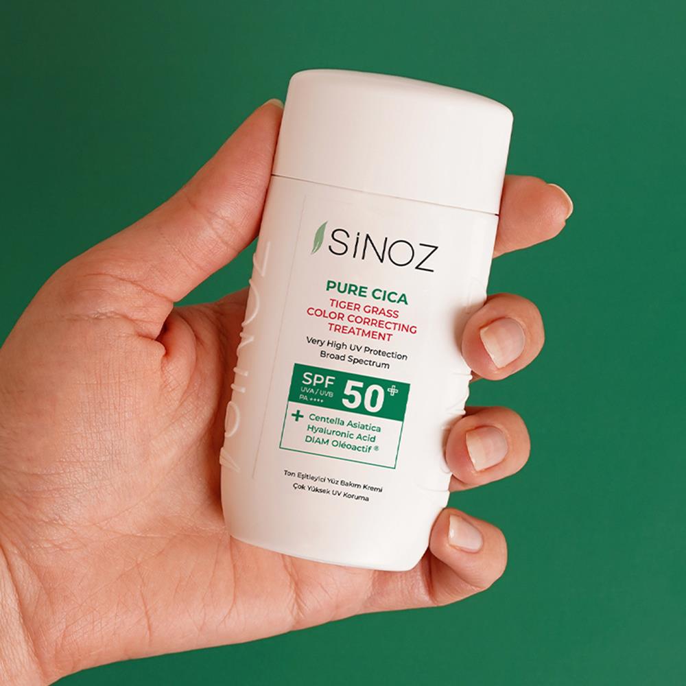 Sinoz Spf50+ Pure Cica Tiger Grass Anında Ton Eşitleyici Sıvı Güneş Kremi - Mineral Filtre 50 ml