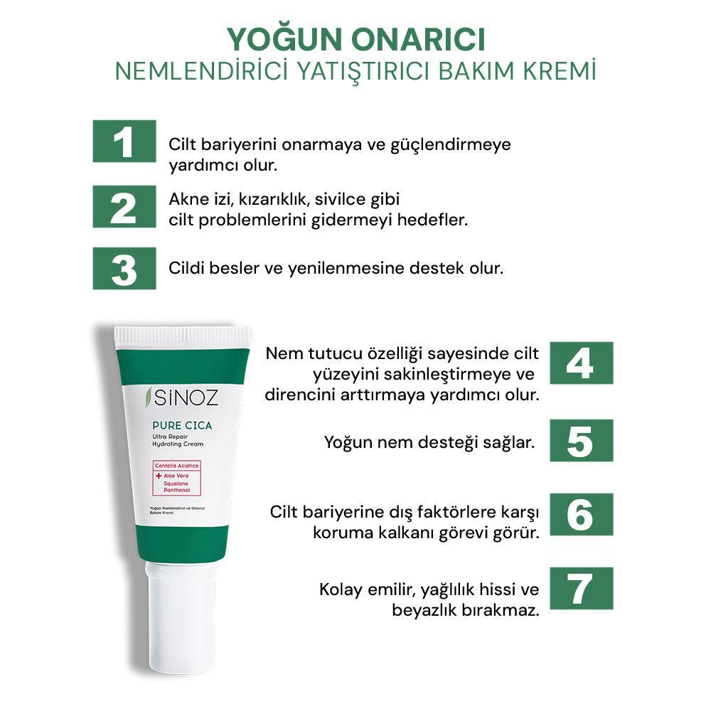 Sinoz Pure Cica Yoğun Onarıcı Yatıştırıcı Nemlendirici Bakım Kremi 50 ml
