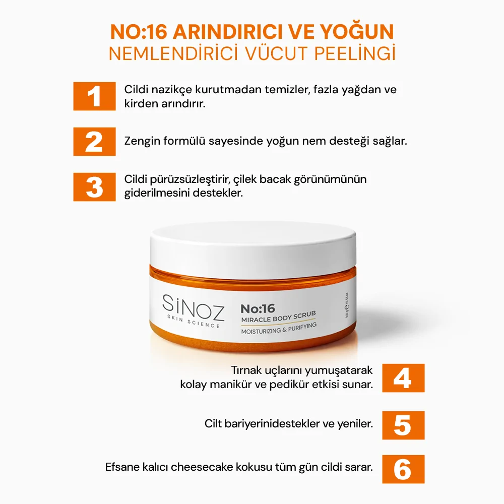 Sinoz No:16 Yoğun Nemlendirici, Besleyici ve Arındırıcı Vücut Peelingi 300 gr