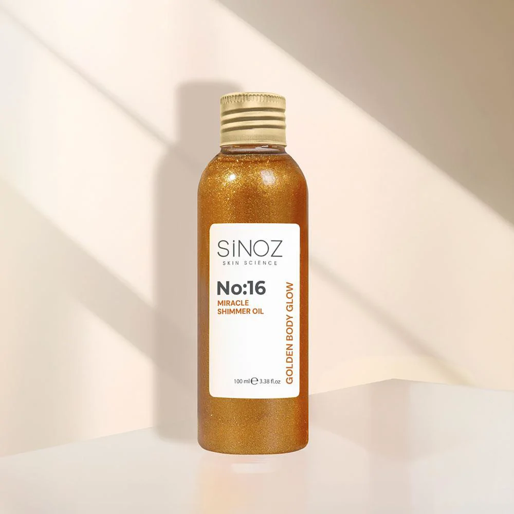Sinoz No:16 Mucizevi Işıltılı Vücut Bakım Yağı - Parıltılı Nemlendirici Bakım 100 ml 
