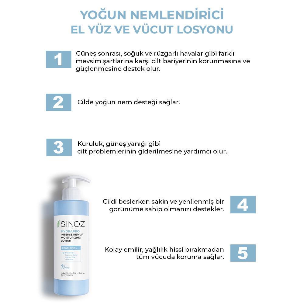 Sinoz Hydrapro Yoğun Nemlendirici El Yüz ve Vücut Losyonu 400 ml